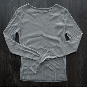 COMMENSE - Sheer long sleeve shirt, in metallic silver, Size S